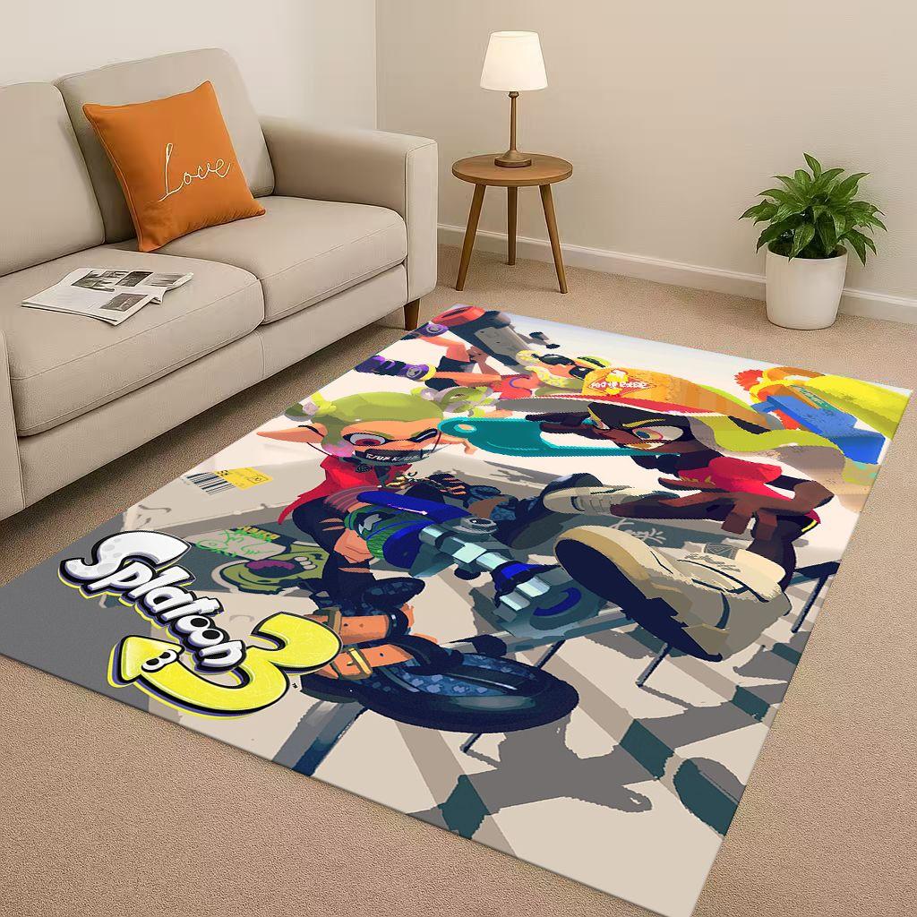 3D Splatoon Game Cartoon Living Room Non Slip Area Rug Soft Carpet for Bedroom Playroom Sofa,Easy Clean Home Decor Doormat