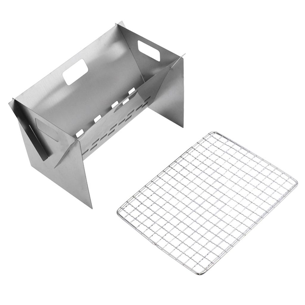 Portable Mini Charcoal Grill Stainless Steel Foldable Compact BBQ Barbecue Stove with Removable Cooking Grid for Outdoor Camping