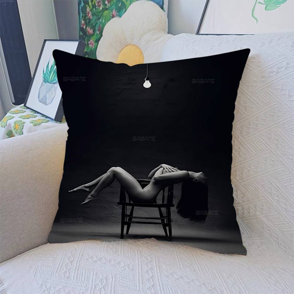Black and White Sexy Girl Pillow Cover for Bedroom Room and Living Room Sofa Decorative Cushion Cover