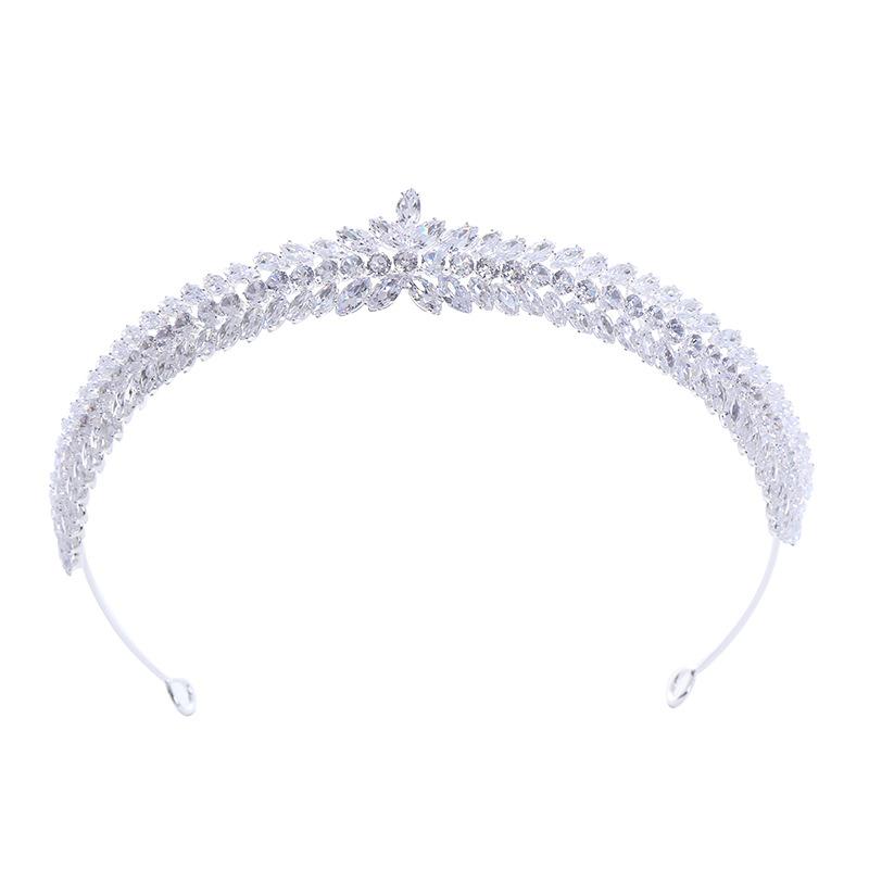 Свадебная корона Роскошная ручная работа Цирконовая корона принцессы Тиара Аксессуары для волос Зимняя повязка на голову