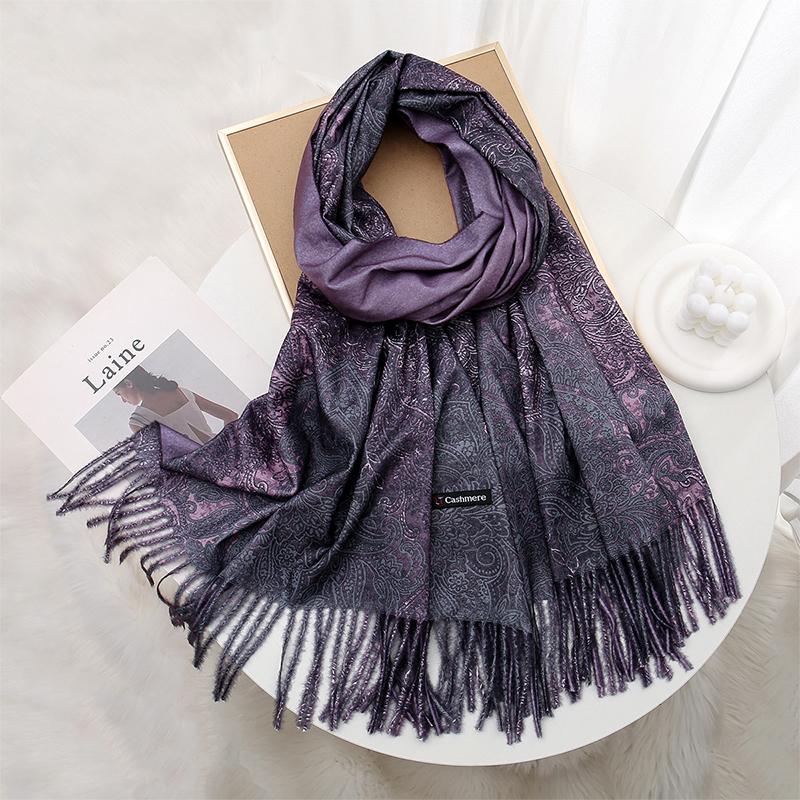 Warm Luxury Brand Cashmere Scarf Women Thick Print Shawl and Wraps Ladies Blanket Foulard Winter Pashmina Bandana Bufanda