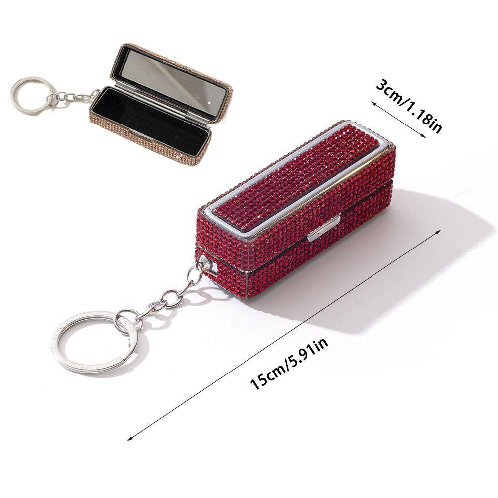 Блестящий чехол для хранения блеска для губ Брелок Портативный держатель для губной помады Стразы Коробка для губной помады Макияж