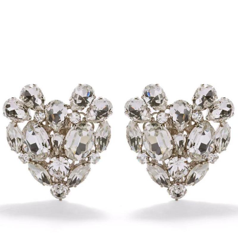 Преувеличенные большие серьги-гвоздики с кристаллами в форме сердца, клипсы для женщин без проколов, универсальные, подчеркивающие индивидуальность, серьги высокого класса, элегантные