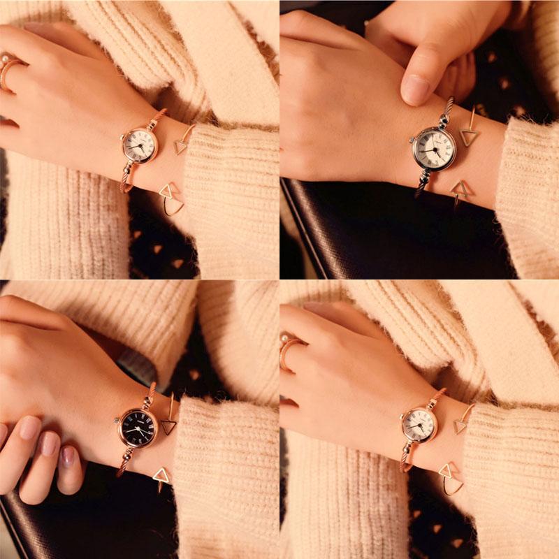 Charm Quartz Fashion Ladies Clock Hot Sale Women Bracelet Popular Stainless Steel Wristwatches Retro Watches Ulzzang High Quality Bangle Luxury