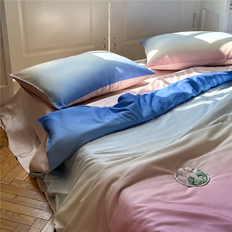 Постельное белье из лиоцелла с градиентом, шелковисто-мягкое, ультрамягкое, охлаждающее, с ощущением, как шелк. Комплект простыней, пододеяльник, наволочки для жарких ночей