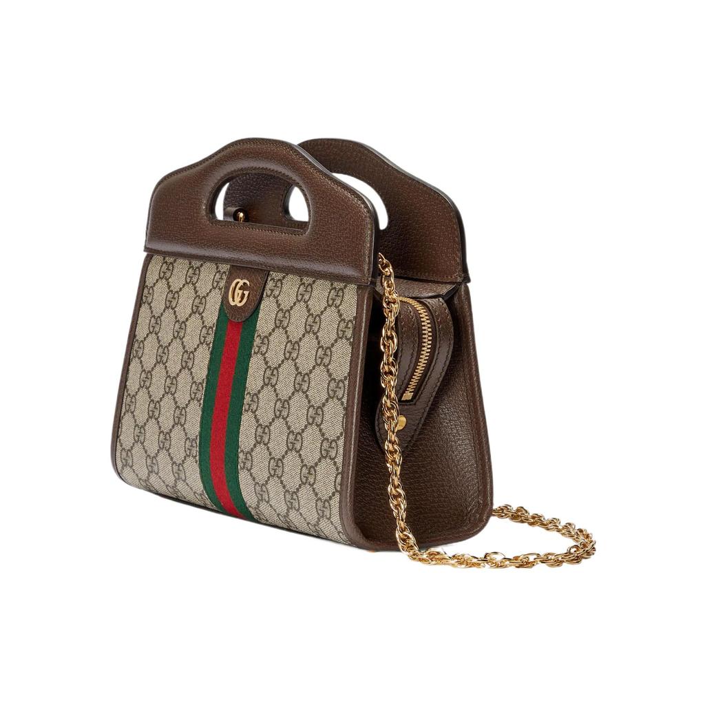 Gucci Женская повседневная сумка через плечо GG Supreme из канваса с полоской Web и верхней ручкой