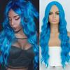 Женские красивые длинные волнистые волосы без челки, синий длинный волнистый парик из синтетического волокна для женщин