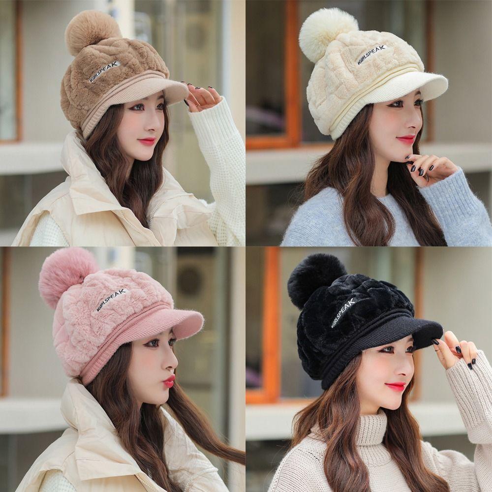 Soft Duck Tongue Cap Fluffy Plush Winter Hat Fashion Visors Hat  Women Girl
