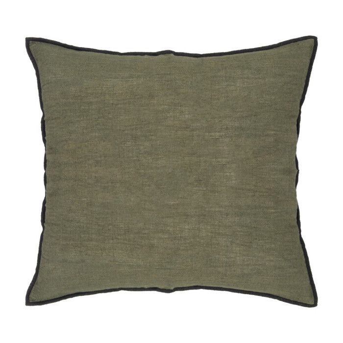 Coussin Coton et Lin déhoussable "Linah" 45 x 45 cm Atmosphera - Linah Kaki