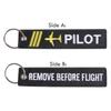 Remove Before Flights Key Chain Luggages Label Polyester Embroidery Chain Keychain For Aviations Gifts