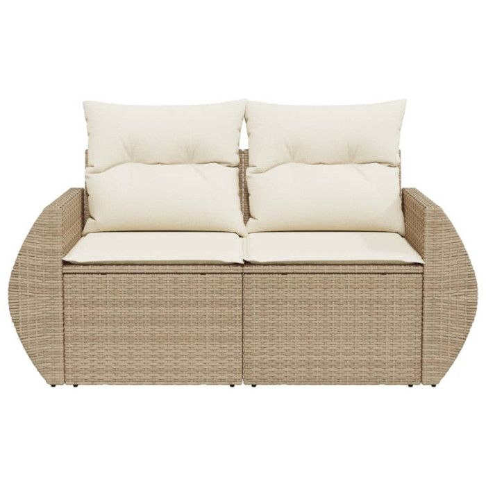 VidaXL Canapé de jardin avec coussins 2 places beige résine tressée 366062