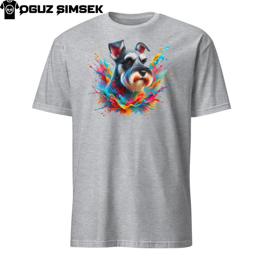 Colorful Miniature Schnauzer Unisex T-Shirt | Unique Dog Design Short Sleeve Tee