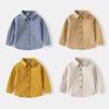 Children's Shirt 2024 Spring and Autumn New Handsome Baby Shirt Solid Color Corduroy Shirt Baby Top