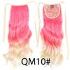 Colorful Ombre 2 Tone Cosplay Ponytail Hair Extension Body Wavy Fake One Piece Clip In Tie Up Pony Tail Dark Green/Green