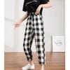 Женские свободные и универсальные модные короткие повседневные брюки-харлан в клетку в клетку