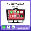 Android 14 Carplay Автомагнитола для Mazda RX-8 RX 8 RX8 SE 2003-2011 Мультимедиа Навигация GPS Видео Плеер DSP Стерео WIFI+4G