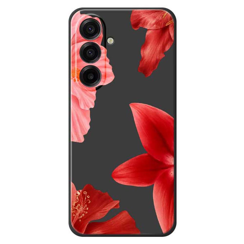 For Samsung Galaxy A17 5G Case Red Flower Pattern Printing Straight Edge TPU Phone Back Cover