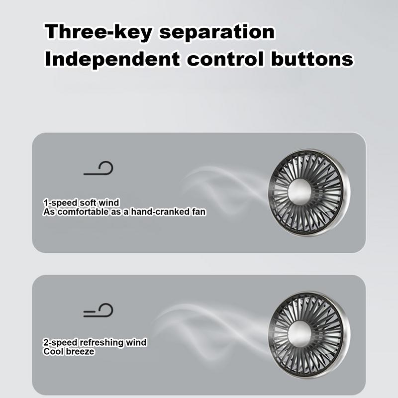 Автомобильный вентилятор с двойной головкой и светодиодной подсветкой, вращающийся на 360 градусов, автомобильный охлаждающий вентилятор, малошумные охлаждающие вентиляторы, автомобильные электроприборы