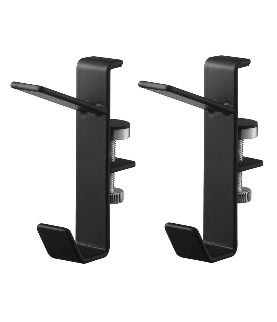 Yamazaki Jitsugyo 5622 Indoor Clothes Drying Hook, Set of 2, Black, Approx. W1.5XD5.5XH7 (per Piece) Cm, Tower Hang On the Lintel, Fix with Screws,