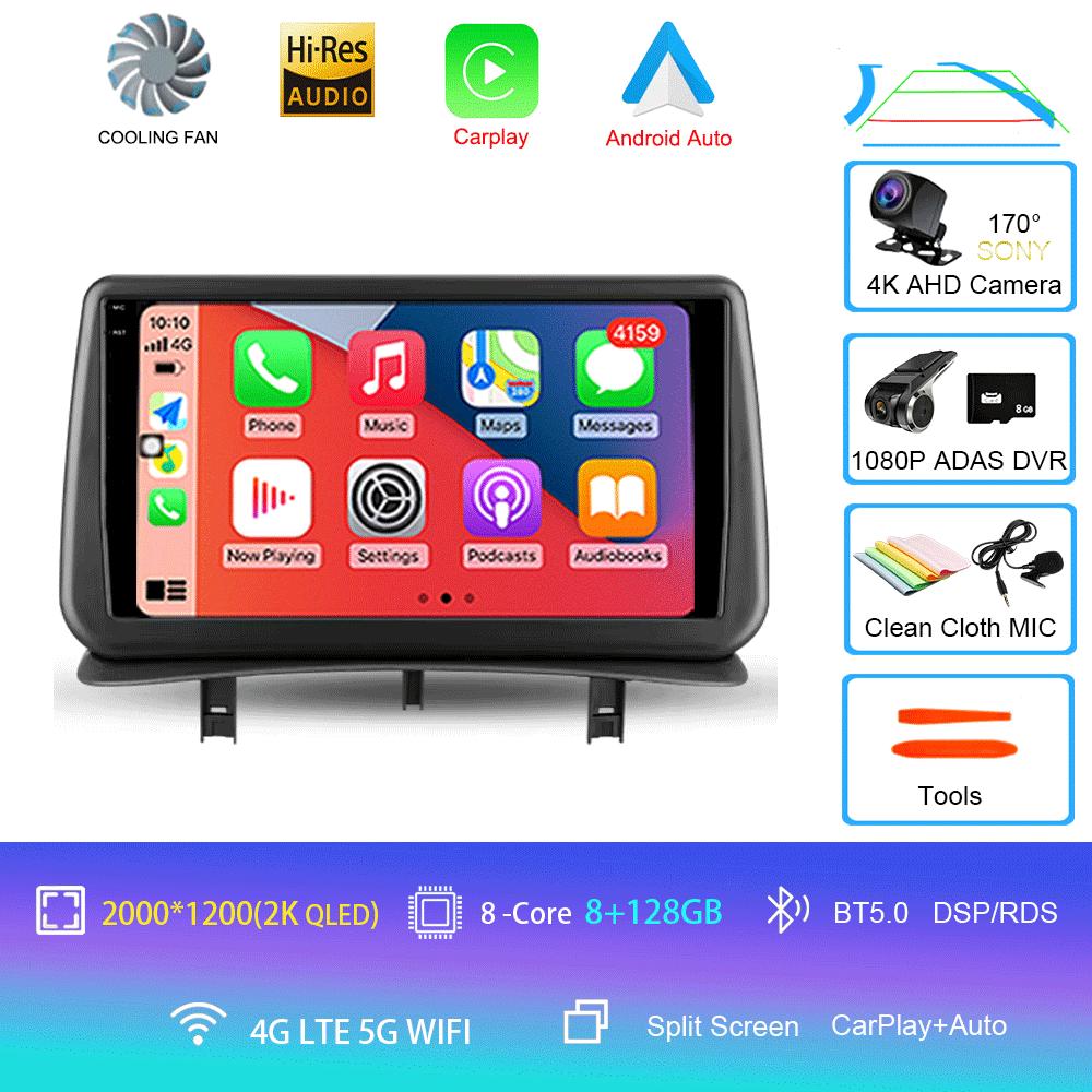 Видеоплеер Автомобильный Радиоприемник Android 14 Для Renault Clio 3 2005-2014 Беспроводной CarPlay Auto 4G Мультимедиа Навигация GPS 2din