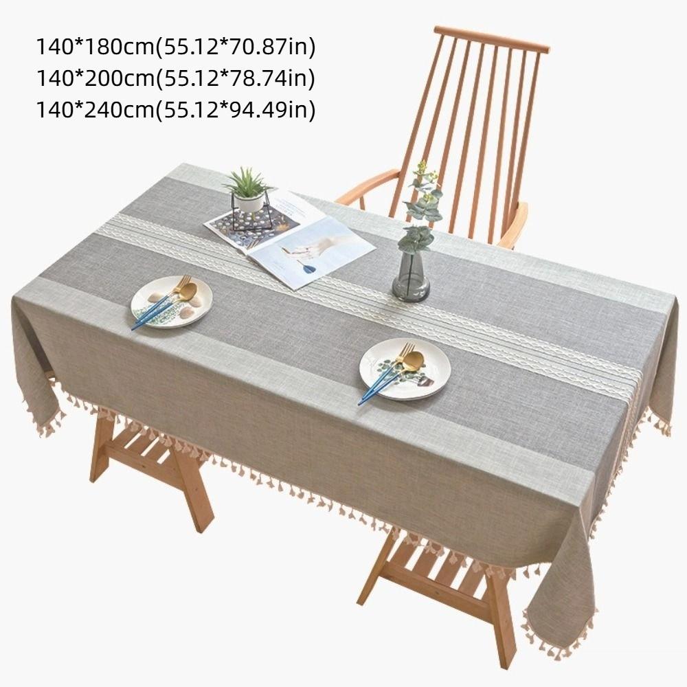 Tassel Edge Interweaving Grid Tablecloth French Rustic Washable Restaurant Tablecloth Rectangular Dust Cover Coffee Table Mat