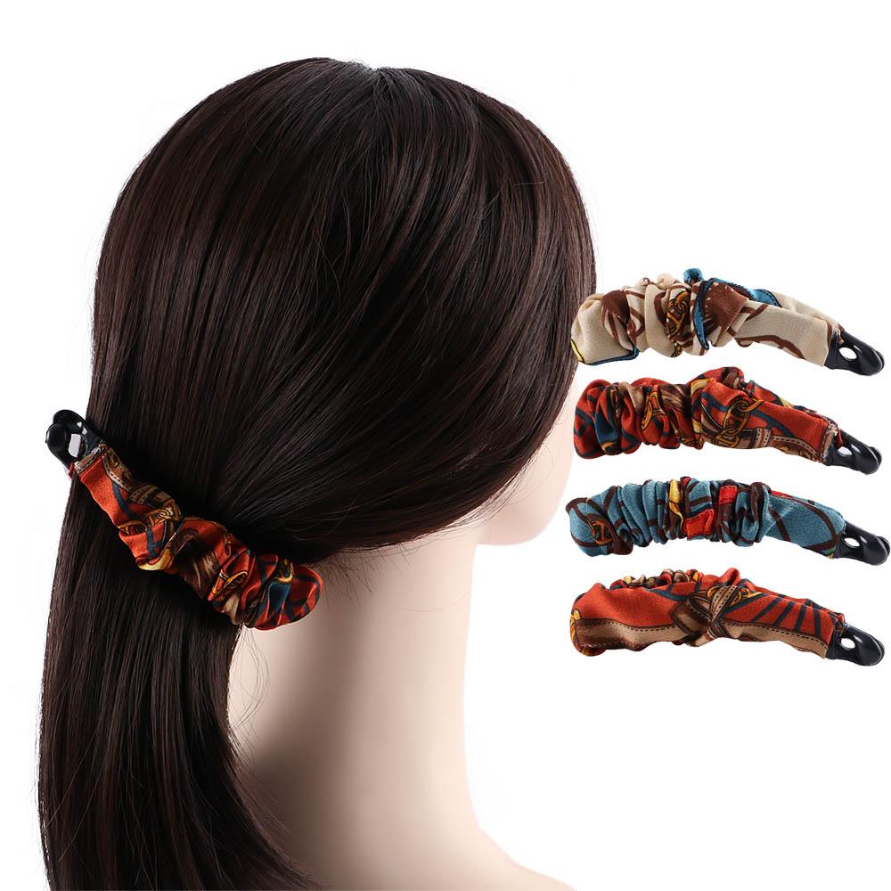Resin Fashion Design Fabric Banana Clip Vertical Clip Women Hair Accessories Korean Style Hair Wear