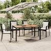 Garden Table with Wooden Top Black Poly Rattan & Acacia Wood
