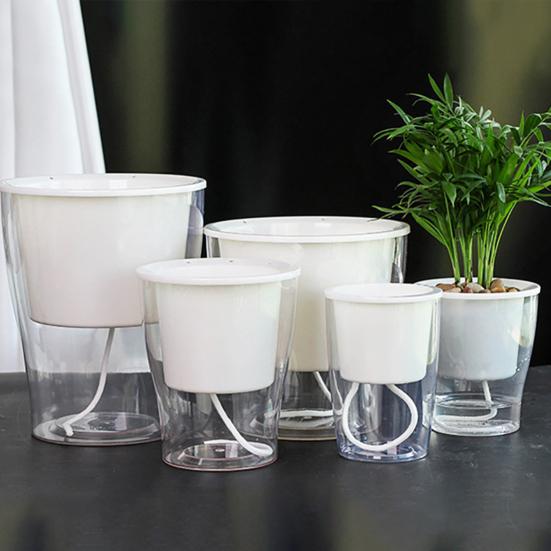 Portable Flower Pot Temperature Resistant ABS Self Watering Hydroponic Plant Flowerpot for Home