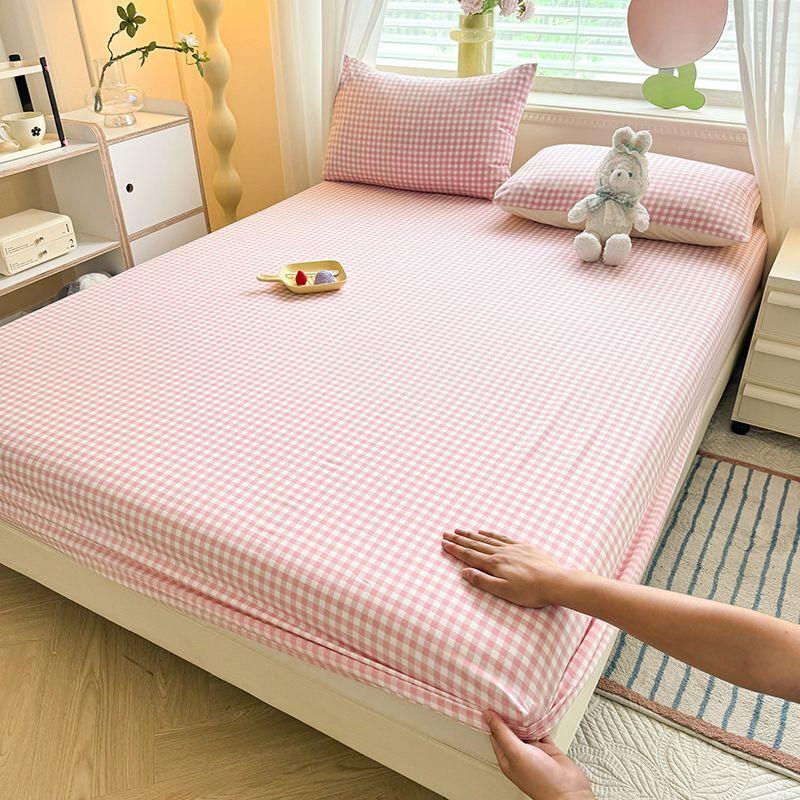 Простыня Ins в корейском стиле с фиолетовым цветочным узором, покрывало из стираного хлопка, защитный чехол для матраса от пыли, противоскользящая кровать