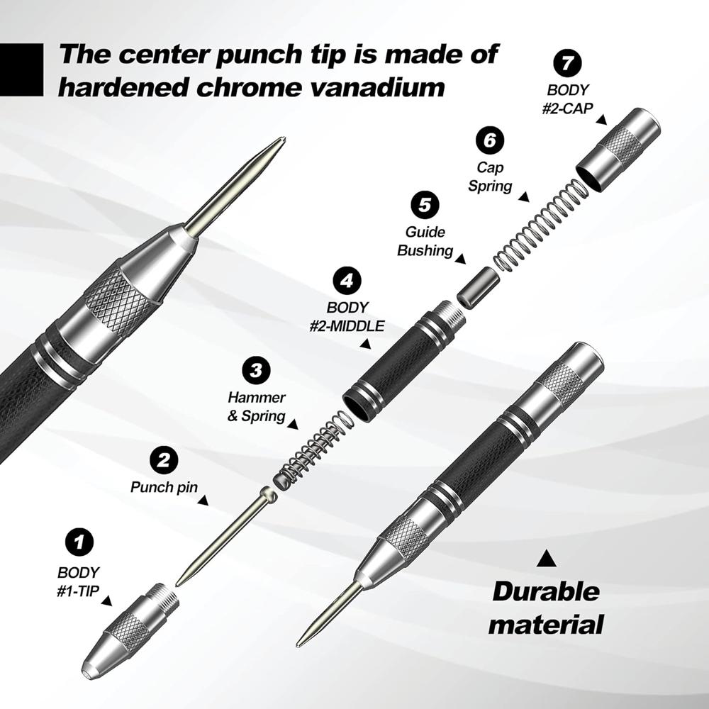 Автоматический центральный пробойник, общая деревообрабатывающая дрель по металлу, регулируемый подпружиненный автоматический пробойник, ручные инструменты для металла, дерева, стекла