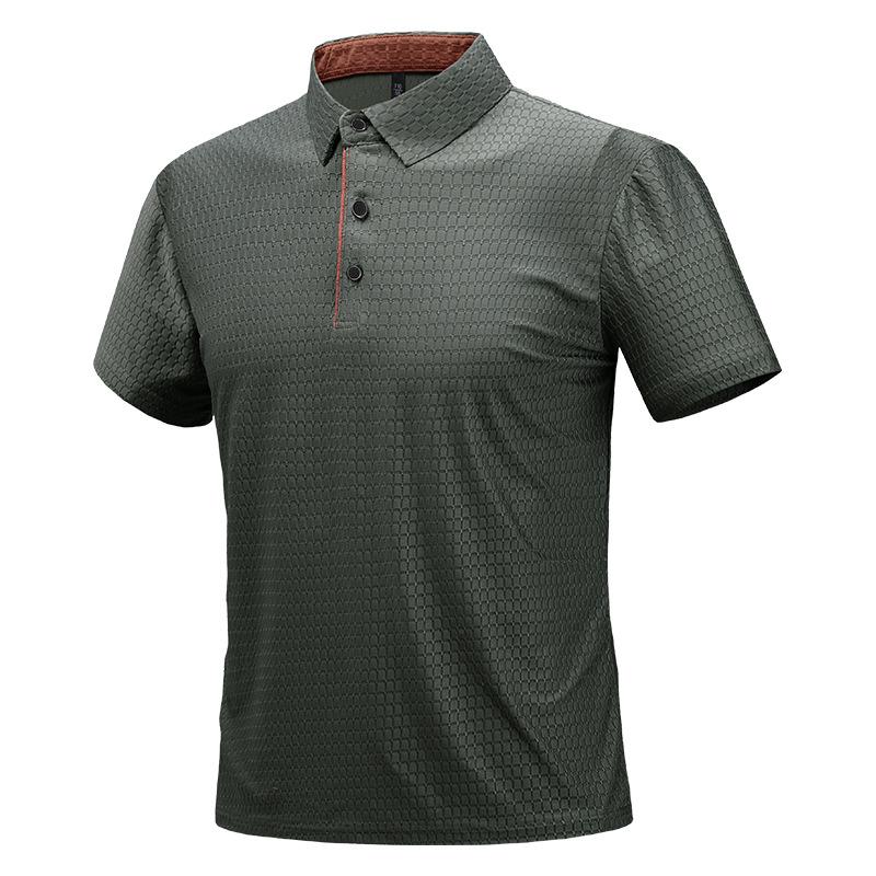 Летняя мужская рубашка поло с воротником Ice Silk, верхняя часть, мужская рубашка