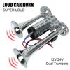 12V/24V 110dB Dual Trumpets Car Air Horn Set For Motorcycle Boat Truck Super Loud Electric Speaker with Wires and Relay