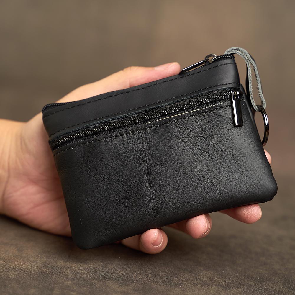 Мини-кошелек из натуральной кожи, сумка для карт из коровьей кожи, кошелек ручной работы на молнии, чехол для ключей от машины, короткий женский кошелек, чехол для ключей