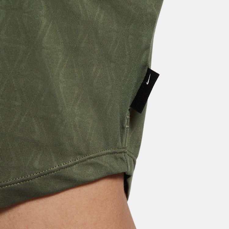 Nike Повседневная футболка для йоги с принтом, быстросохнущая, дышащая, экологически чистая, прочная, однотонная, с коротким рукавом, женские топы, средне-оливково-зеленый DM7337-222