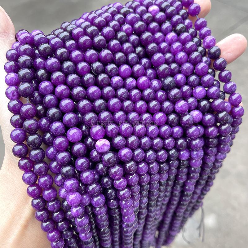 Deep Purple Chalcedony Imitation Lepidolite Round Beads for DIY Jewelry