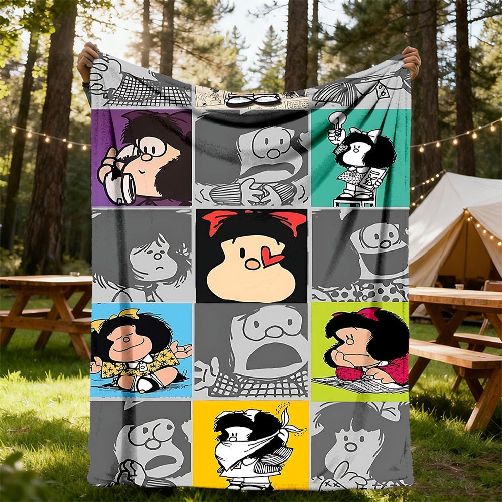 1PC Mafalda Outdoor Blanket Lightweight Flannel, Soft & Warm, All-Season Use for Sofa, Outdoor, Camping, Living Room, Office29