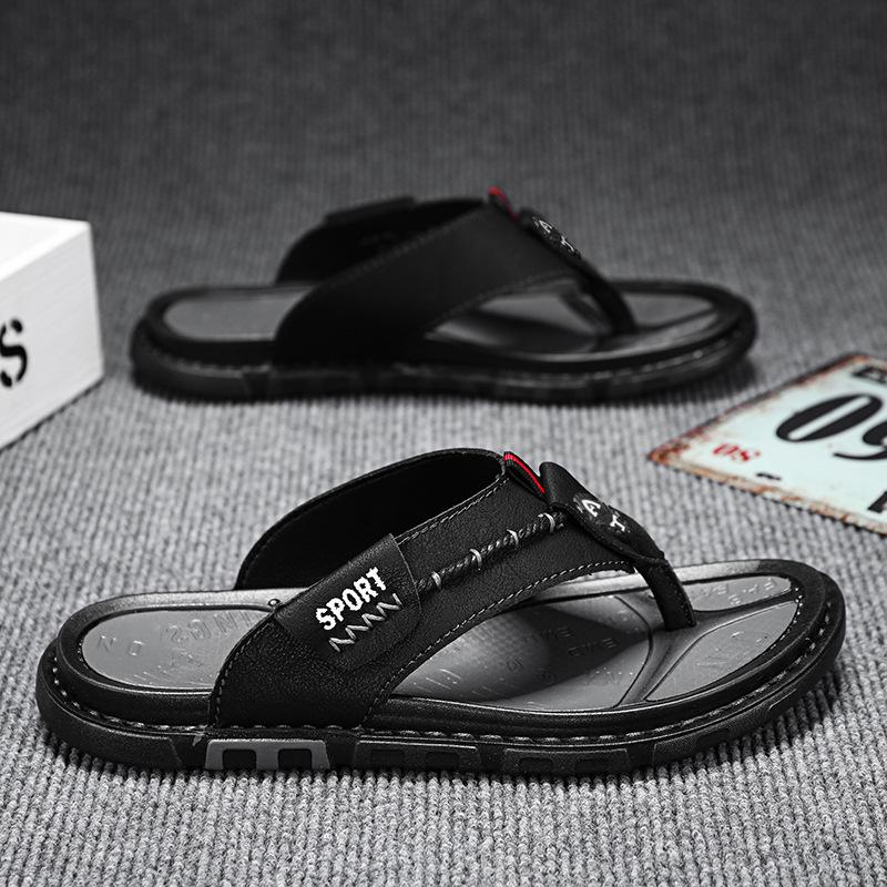 Мужские шлепанцы большого размера, модные, из первого слоя коровьей кожи, для улицы, дышащие, дезодорирующие, для ног, пляжные, крутые шлепанцы, мягкая подошва, нескользящие
