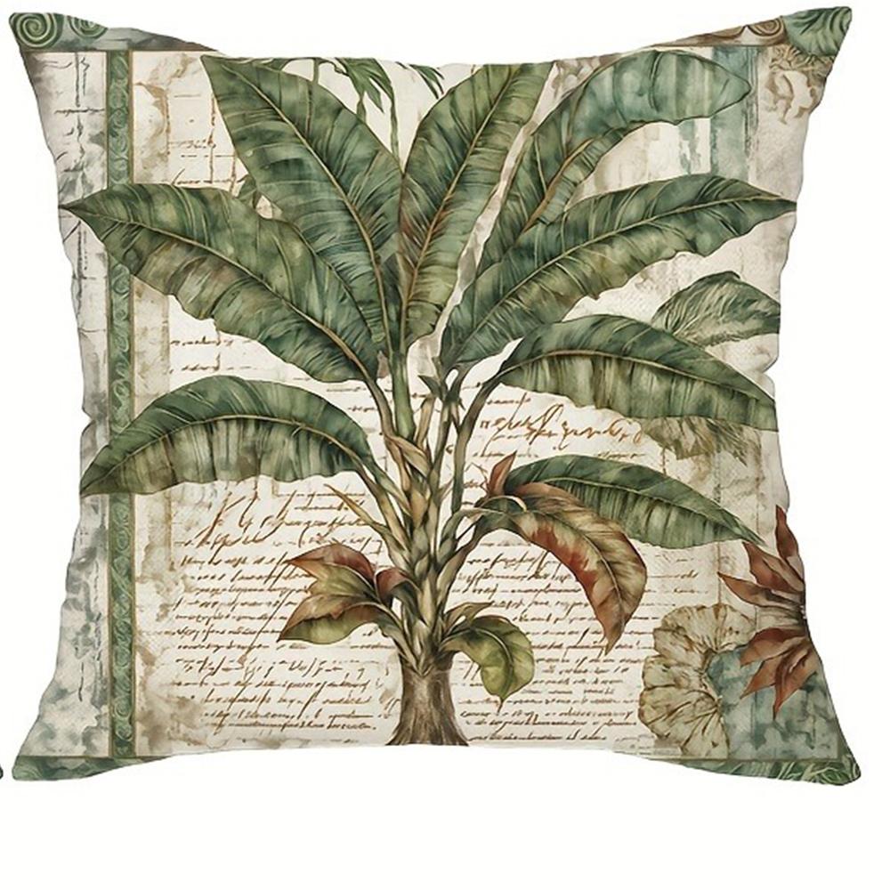 Retro tropical plant leaf tree printed pillowcase living room sofa chair cushion cover home room decoration polyester material