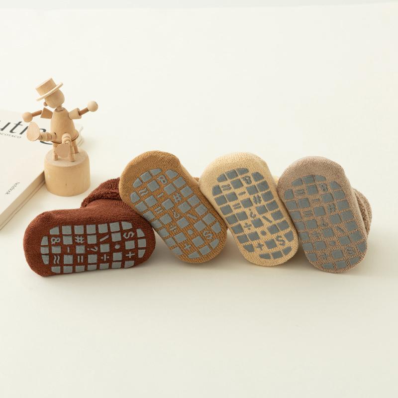 Kids Winter Plush Looped Floor Socks Velvet Lining Baby Socks 0-3Year Children Solid Color Stockings Thick Warm Newborn Footwear