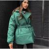 Belt Solid Color V Neck Women Coat Long Sleeve Thicken Female Jacket Winter Autumn Lace Up Pocket Fashion Lady Outwear