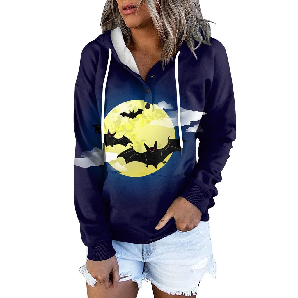 Женская модная облегающая толстовка с капюшоном и длинным рукавом с принтом на Хэллоуин