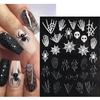 1 Pcs 5D Halloween Nail Art Sticker Spider Web Horror Eyes Face Pumpkin Nail Decal Embossed Design Slider Foil Nail Art