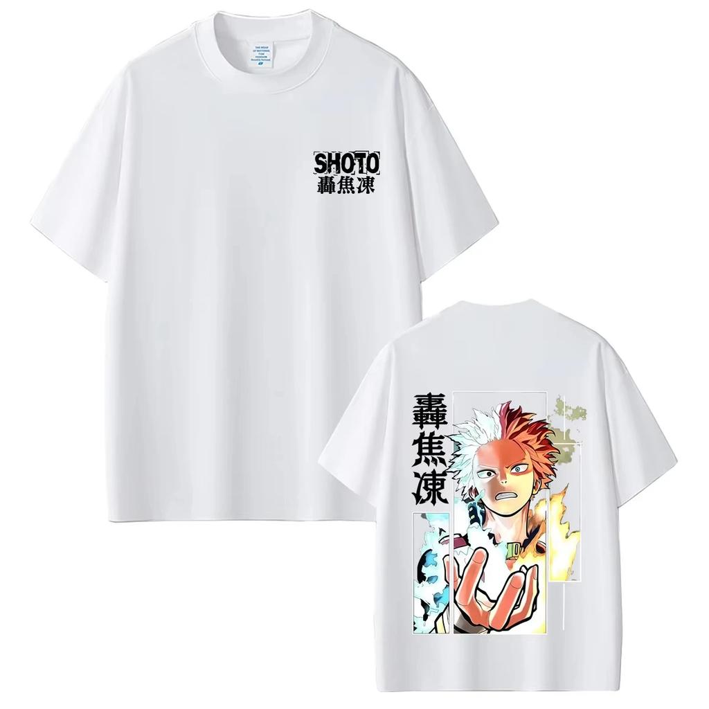 Japanese Anime My Hero Academia Shoto Todoroki T Shirts Summer Men Women Casual Retro Streetwear Male Cartoon Harajuku T-shirt