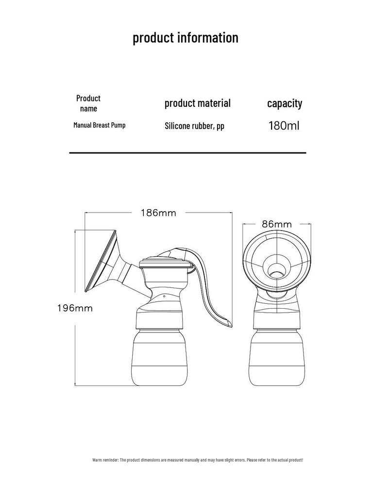 Supreme Large Suction Manual Breast Pump - Portable, Lightweight, Silent Postpartum Milk Collector