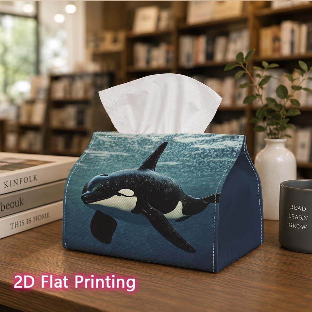 1pc, 2d Flat Printing, Tissue Box Killer Whale Pattern Printed Tissue Box, Suitable for Bathrooms, Living Rooms, Bedrooms, Dressing Tables, Coffee Tab
