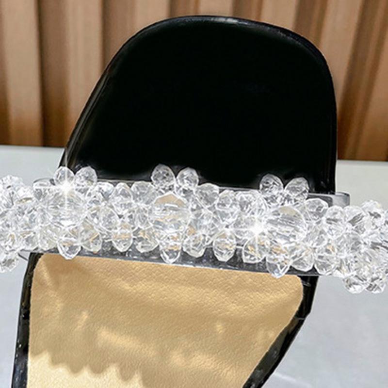 High Heels Ladies Flower Rhinestone Transparent High Heel Sandals