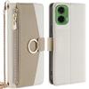 For Motorola Moto G35 5G Case Mirror Wallet Leather Phone Cover with Chain Shoulder Strap