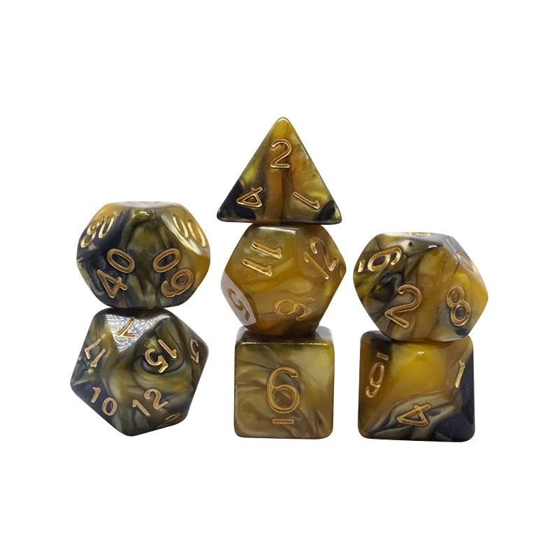 Многогранные игральные кости 7 шт./лот DnD RPG ролевые карточные игры набор игральных костей для настольных игр смешивание цветов многосторонний набор игральных костей для настольной игры