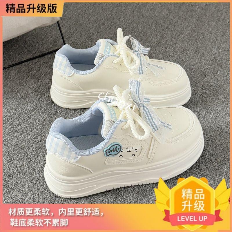 Детские спортивные туфли-хлебцы на толстой подошве с бантом, легкие и универсальные повседневные туфли