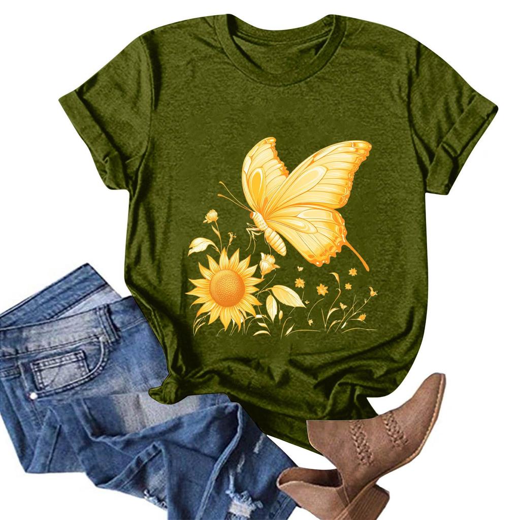 Женская модная повседневная футболка с круглым вырезом и принтом, пуловер с короткими рукавами, топ